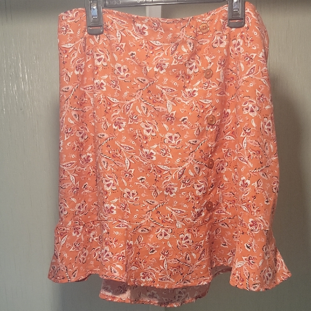 Floral  Skirt in Orange and White